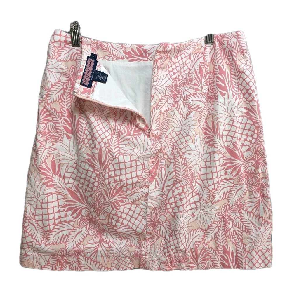 Vineyard Vines Pina Colada Pineapple Margo Skirt Womens 8 Pink Logo‎ Preppy Mini - Picture 3 of 9